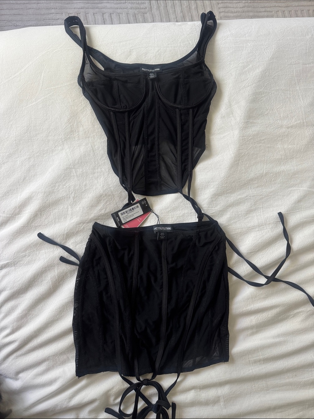 NWT Pretty little thing black skirt set